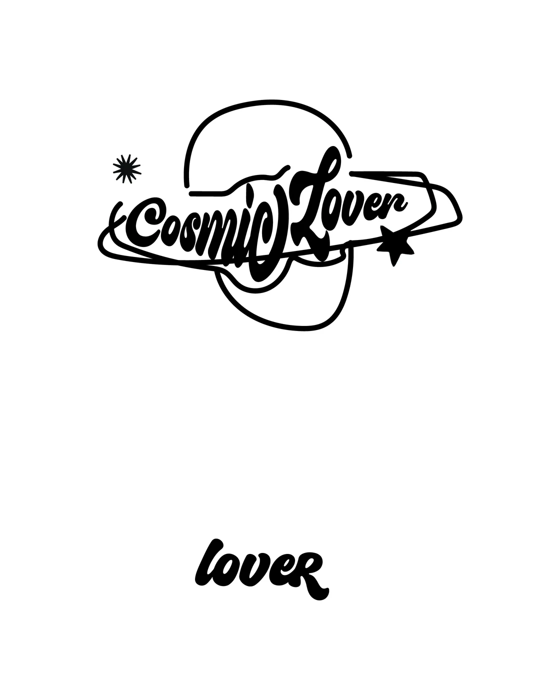 Cosmic Lover lettering — hand-drawn type lockup with an orbit ring