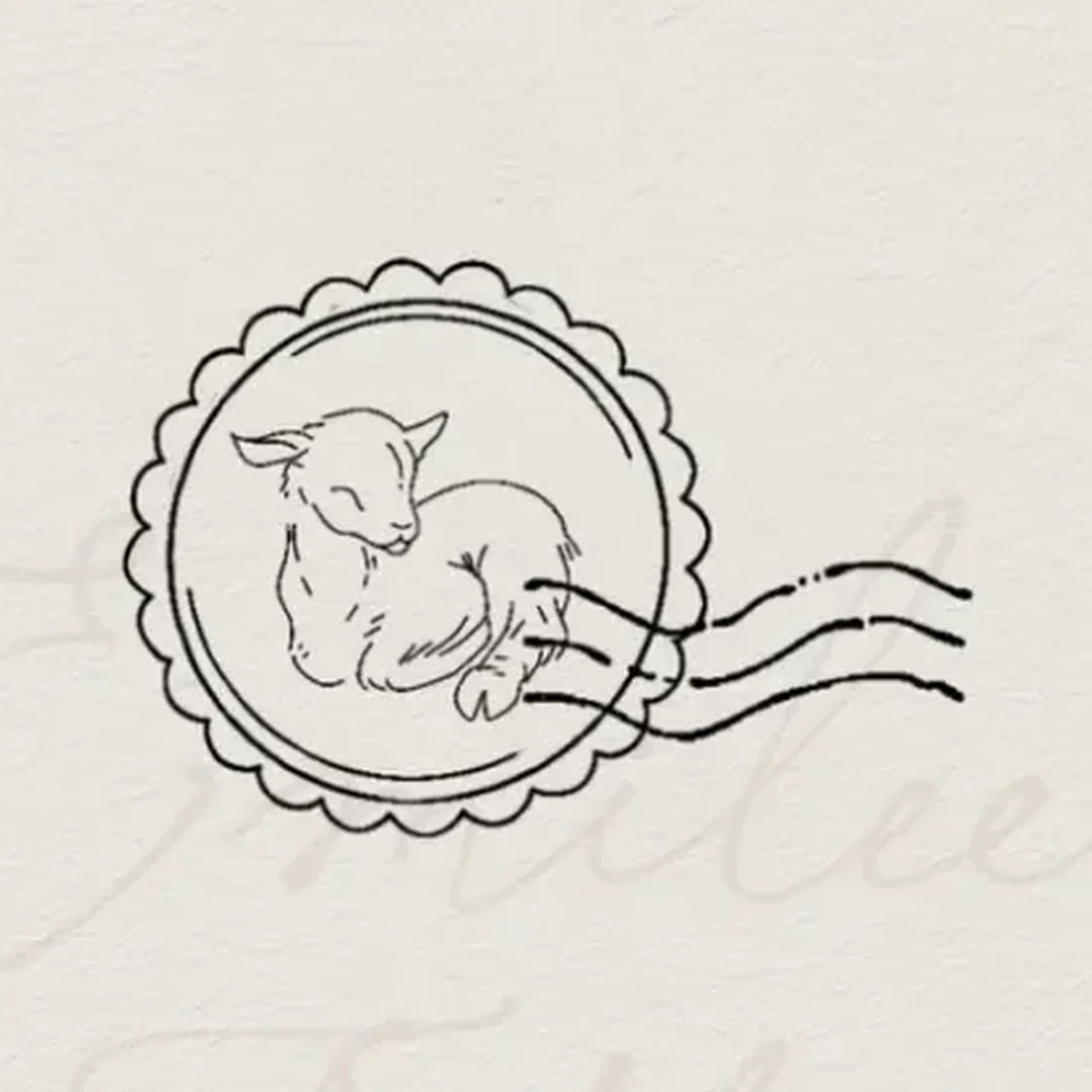 Love, Delivered — a lamb asleep in a postal seal