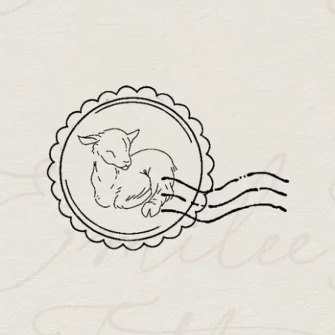 Love, Delivered — a lamb asleep in a postal seal